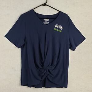 NFL Team Apparel XL Seattle Seahawks Football Twist Front Tee Navy Sporty Simple